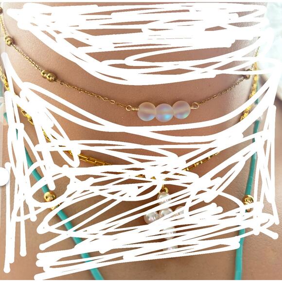 Dainty mermaid choker necklace beach jewelry handmade gold plated non-tarnish - Picture 2 of 4
